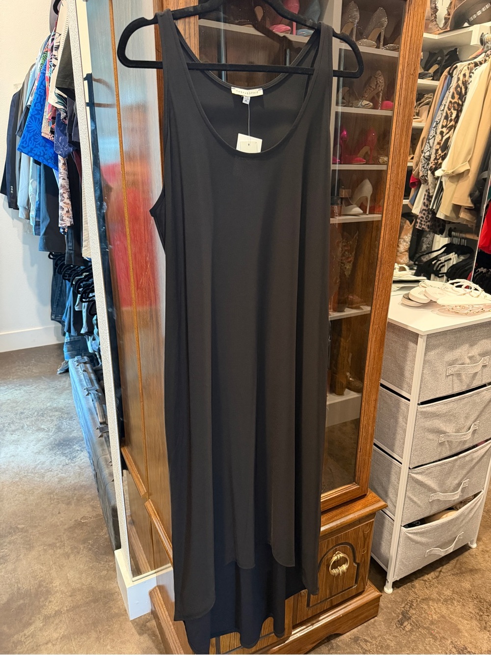 Black high low slinky Maxi Dress